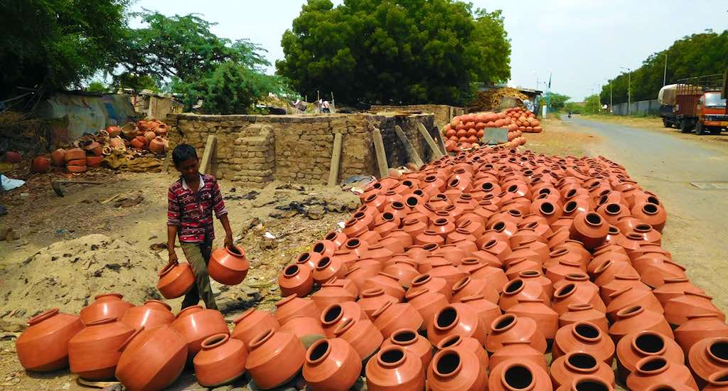 Pots on display for sale at Sarkhej Roza. (Photo by Gajanan Khergamker)