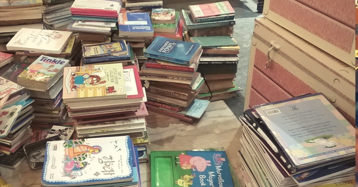 Books donated to create a library. Picture Courtesy: Speaking Chalk.
