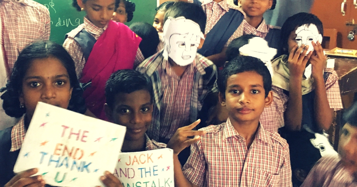Children holding up props used in a program. Picture Courtesy: Speaking Chalk.