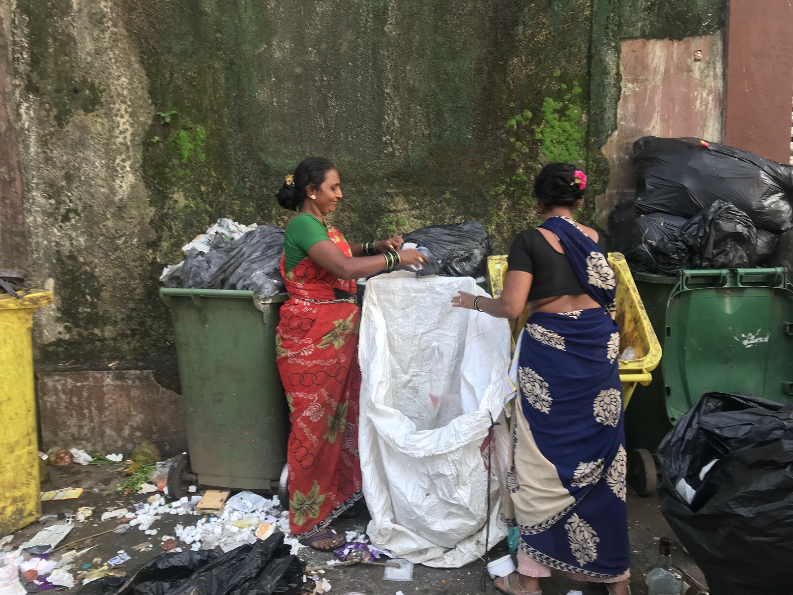 EDITORIAL USE ONLY An artwork of a female Indian waste picker by