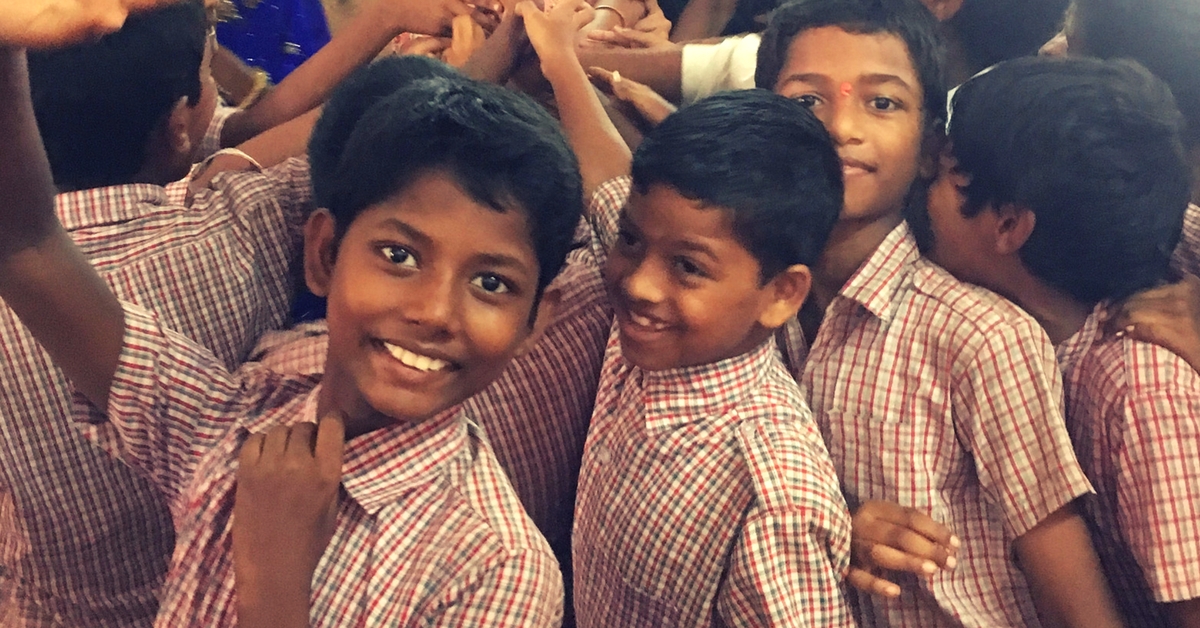 Students of A.U. English Medium School. Picture Courtesy: Speaking Chalk.