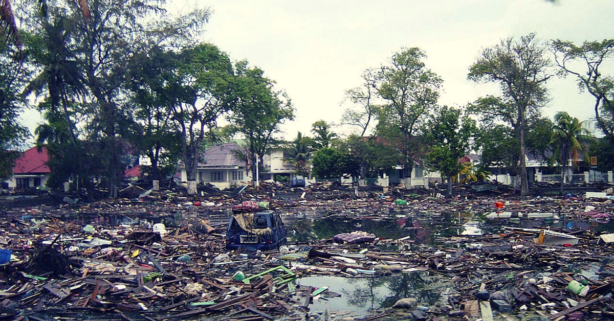 A tsunami leaves death and destruction in its wake.Representative image only. Image Courtesy: Wikimedia Commons.