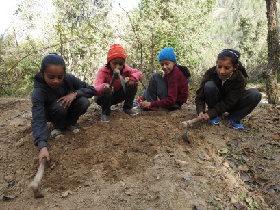 Class V children gardening as part of their environmental science course. (Source: Chirag School)