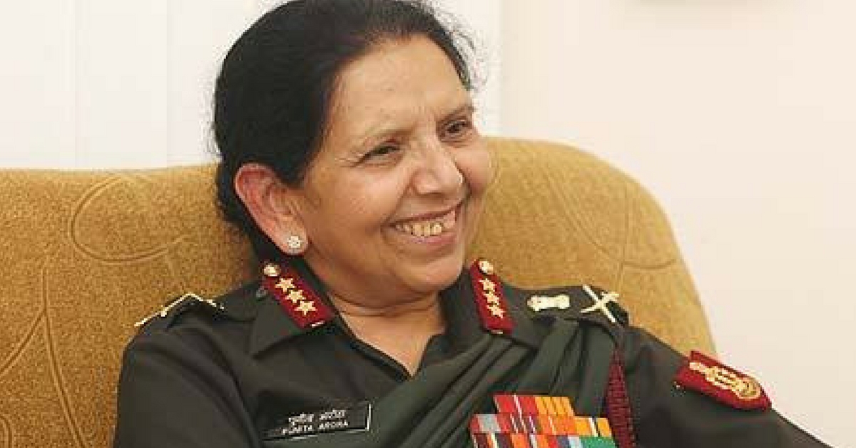 Punita Arora, the Lieutenant General to be felicitated by the President of India . Source: Facebook.