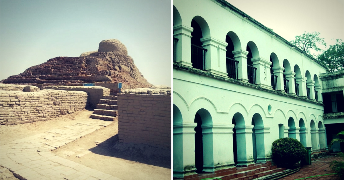 The ruins of a Buddhist Stupa (left), and the museum dedicated to Netaji (right)