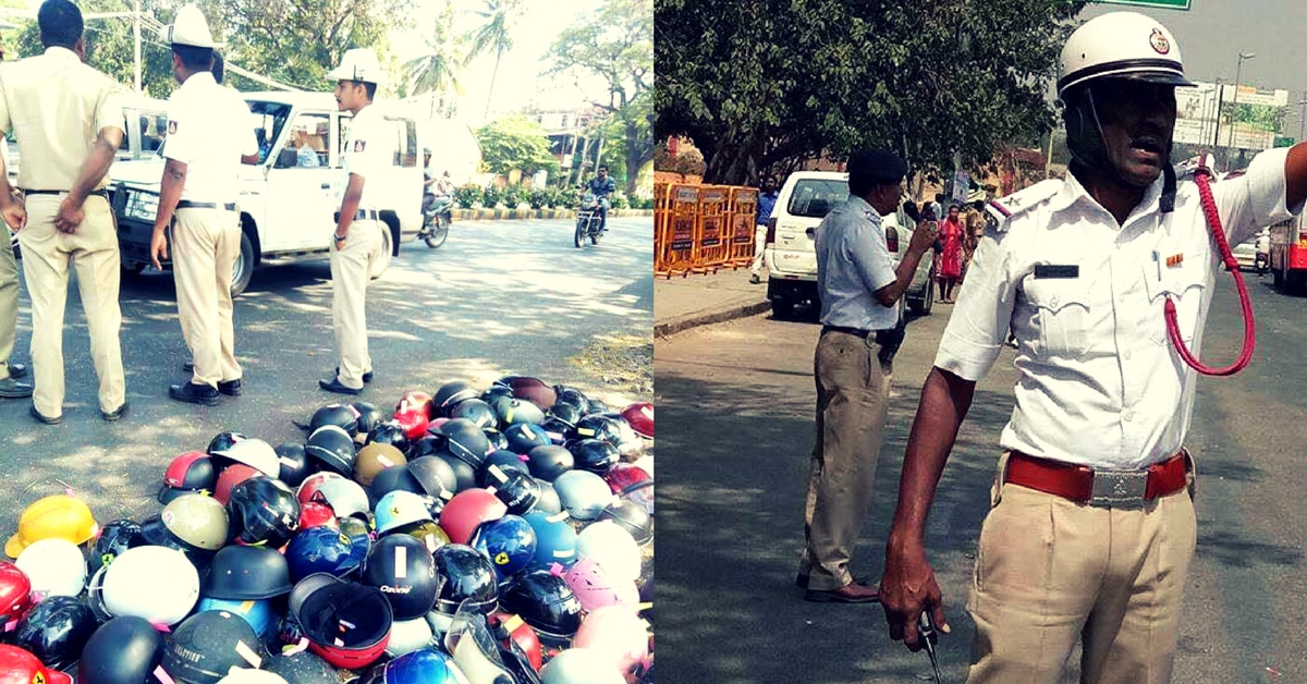 bengaluru helmetless cops