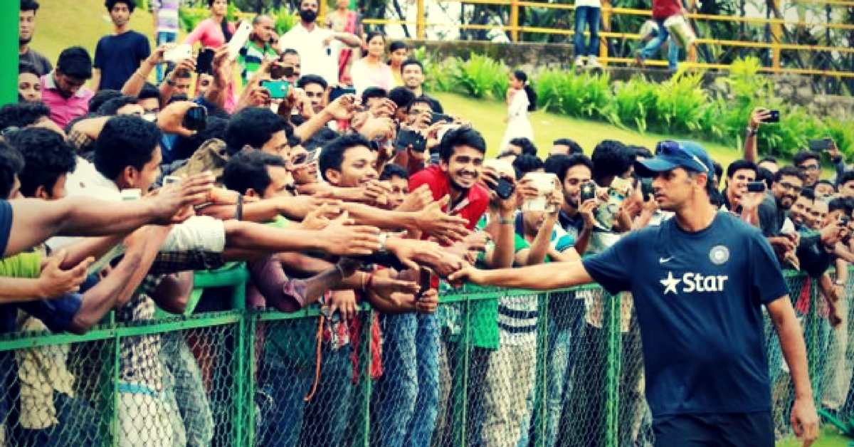 Rahul Dravid with fans. (Source: Facebook)