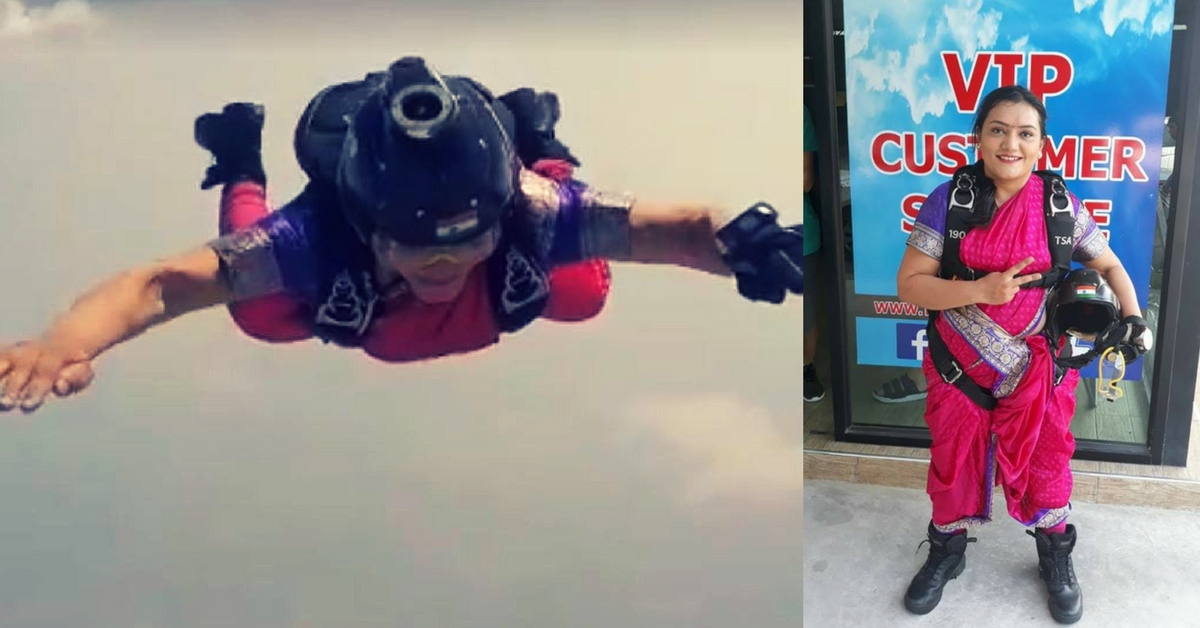 Video: Padma-Winning “Marathi Mulgi” Sets Record, Sky-Dives In A Nauwari Sari!