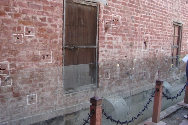 The bullet holes at Jallianwala Bagh in Amritsar
