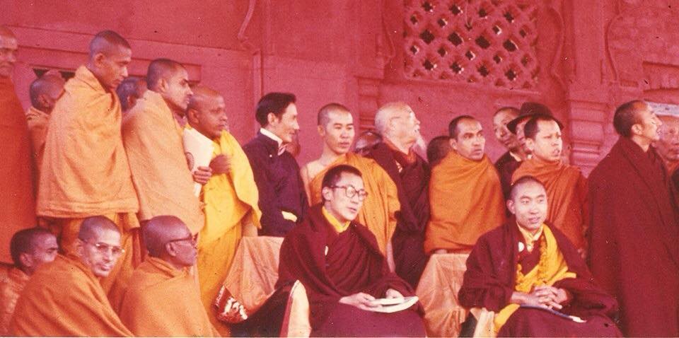 A rare photo of both HH Dalai Lama and Panchen Lama with Buddhist monks including Bakula Rinpoche in 1956. (Source: Facebook)