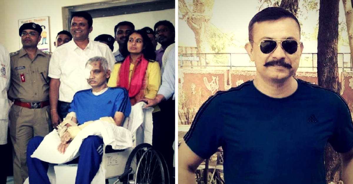 Chetan Kumar Cheetah. On the left, after his release from AIIMS. (Source: Facebook)