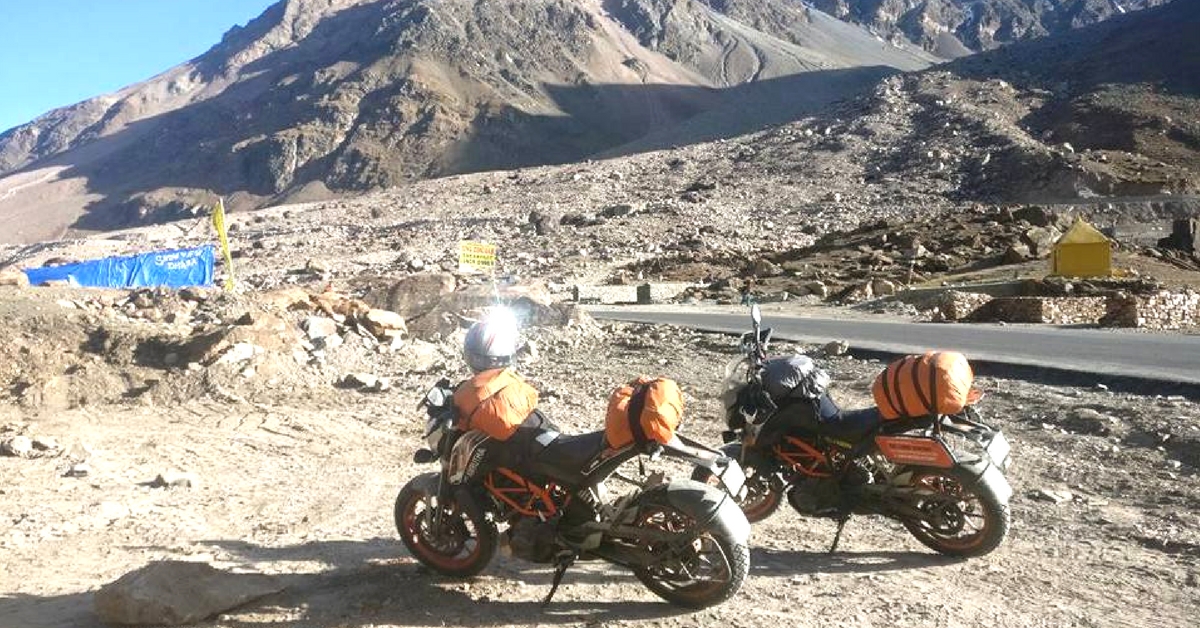 Shubra and Amrutha rode KTM Duke 390 motorcycles for their trip.Image Courtesy: The Long Highway. 