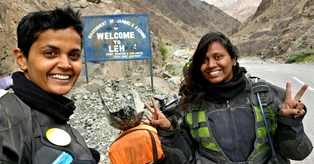 Shubra and Amrutha, somewhere in Leh. Image courtesy: The Long Highway. 