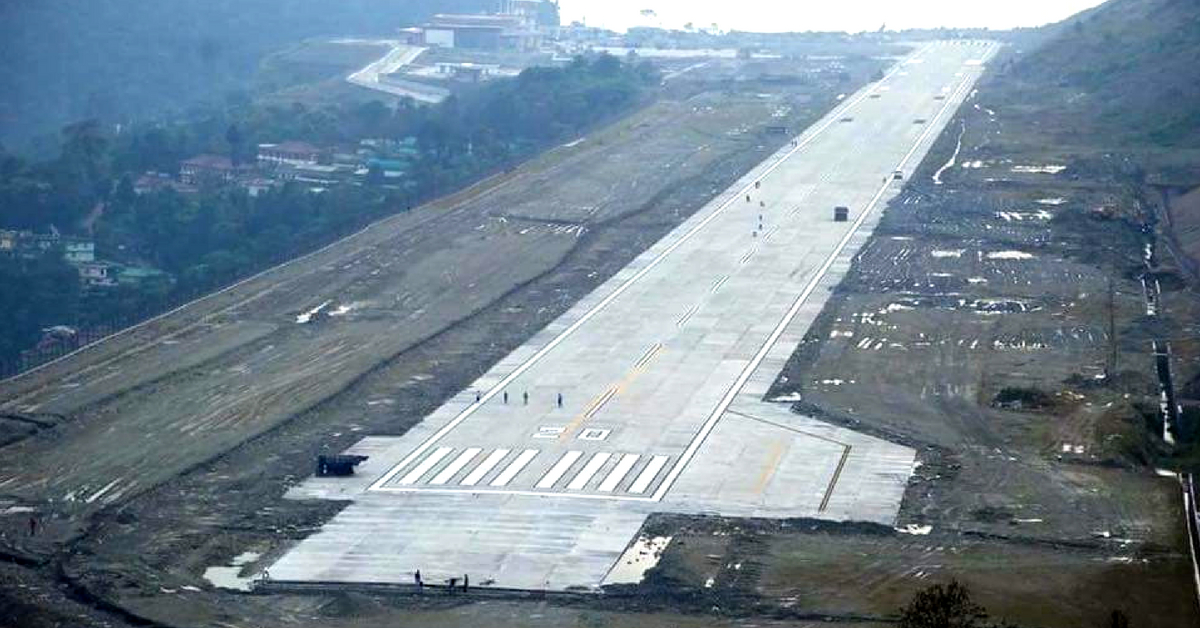 The picturesque runway of the Pakyong Airport in Sikkim. Image Credit: Soumen Mukherjee