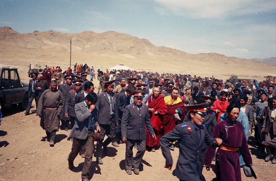 Bakula Rinpoche on a visit to the Mongolian countryside. (Source: Facebook)