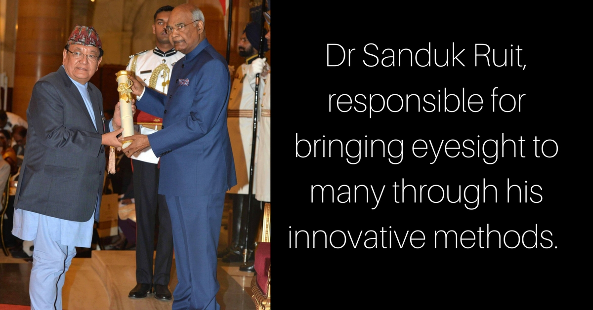 Dr Sandak Ruit, being awarded the Padma Shri by the President of India. Image Courtesy: Twitter