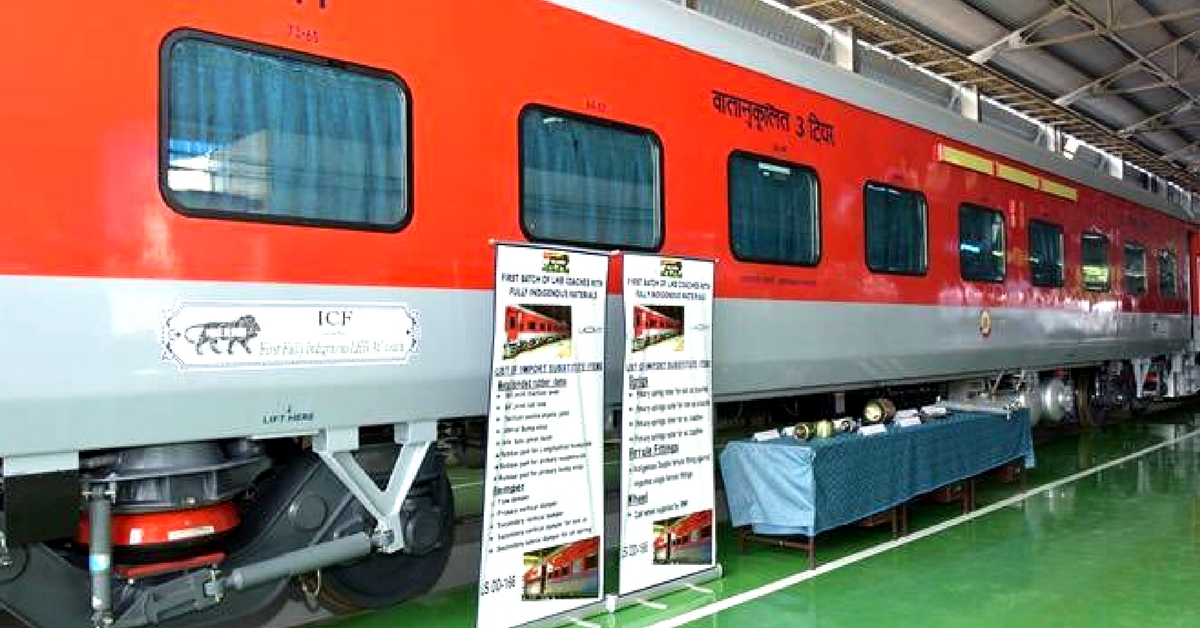 LINKE HOFMANN BUSCH (LHB) coaches are new generation coaches with state-of-the-art technology and speeds up to 200 Kmph. Representative image only. Image Courtesy: <a href="https://twitter.com/search?q=%23LHBCoaches&amp;src=hash">Twitter</a>