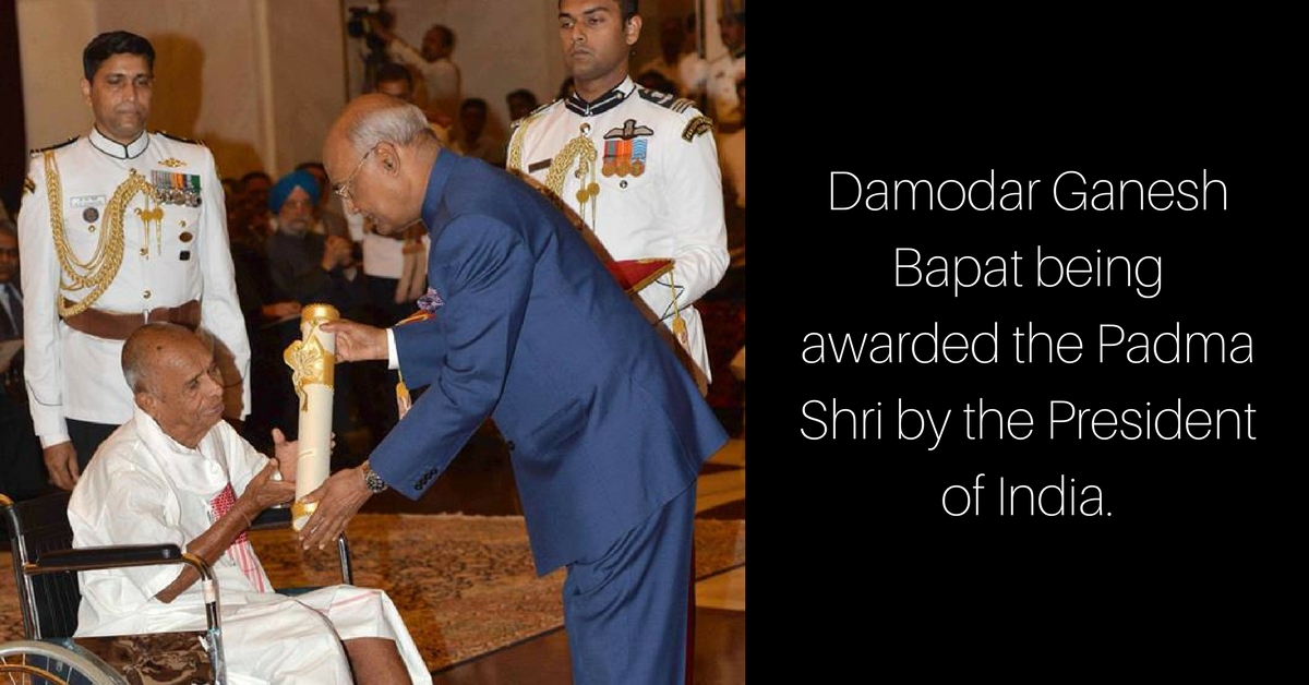 Receiving the Padma Shri from the President of India. Image Courtesy: Facebook.