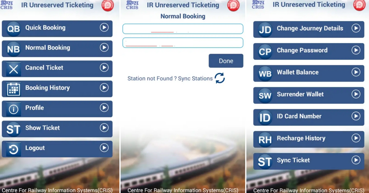 The app, by the Railways, has a lucid layout, and a number of options. Image Courtesy: UTC App.