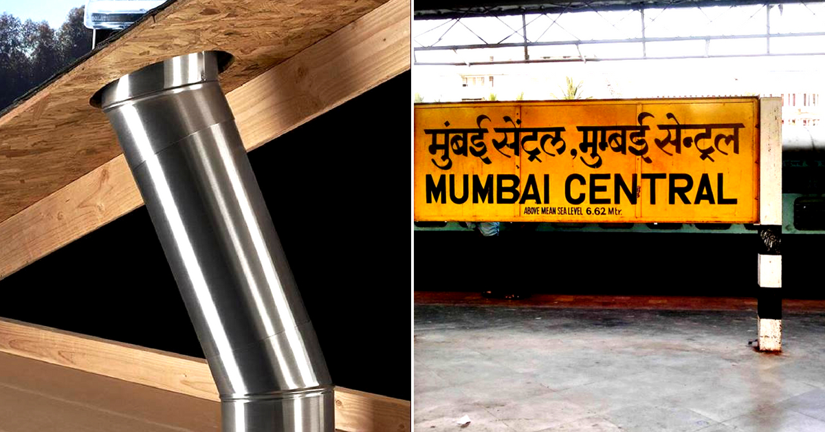 A solar tube (left), will distribute sunlight evenly, during daylight hours, an efficient way to light up the Mumbai Central station-feels the Railways. Representative image . Image Credit:- All Sunshine Skylights & India Rail Info