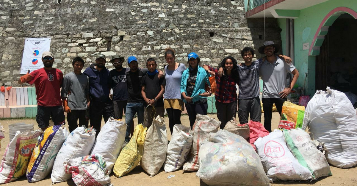 The hikers, visibly pleased with their clean-up drive. Image Credit: India Hikes