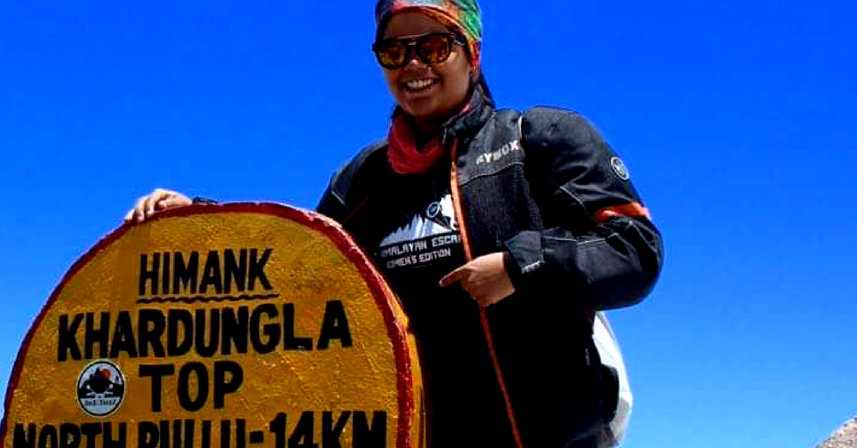 It was during the course of her trip to Ladakh, that Riya learnt of the record of being the youngest female biker at Khardung-La. Image Credit: Riya Yadav.