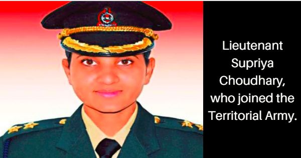 Lt Supriya Choudhary, who joined the Territorial Army. Image Credit: Facebook.