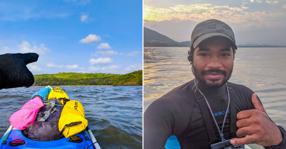 Sushant would kayak for around 20 km a day, in the waters in and around Karnataka. Image Credit: Kayakboy