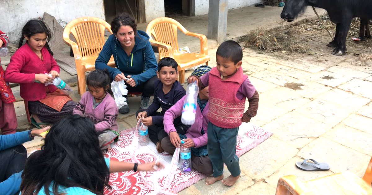 The women were enthusiastic, and were adept at using shredded, recycled plastic to make pillows. Image Credit: India Hikes