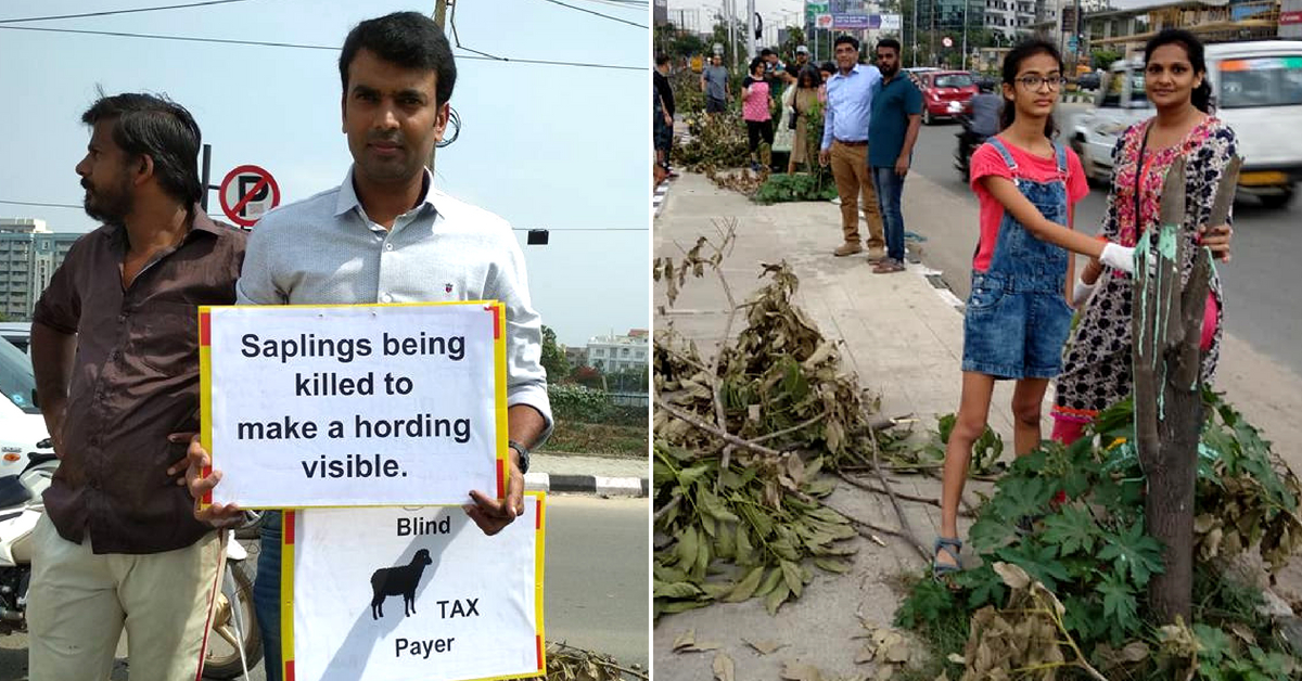 24 Trees Were Cut for a Billboard but Bengaluru Folks Brought Them Back!