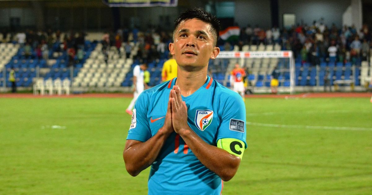 Sunil Chhetri thanking fans after the match. (Source: AIFF Media)