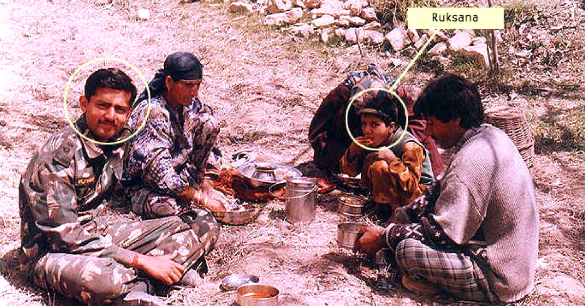 Captain Thapar, in Kargil, along with Ruksana, who had lost the ability to speak. Image Credit:Indian Military System