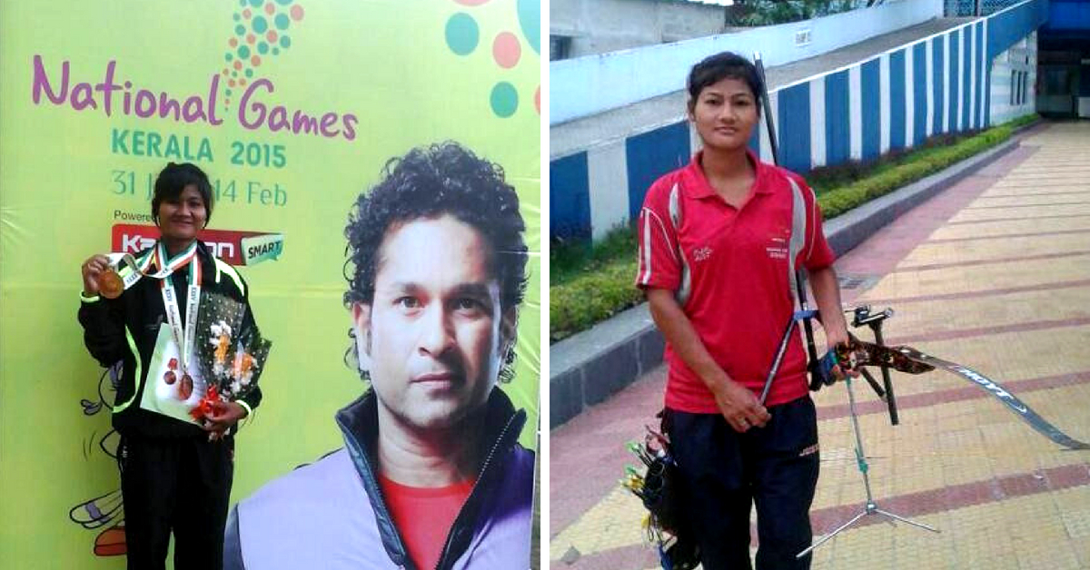 Gahela Boro before she was afflcited by an autoimmune disease. On the left she is standing with her gold medal from the National Games in 2015. (Source: The People's Aid)