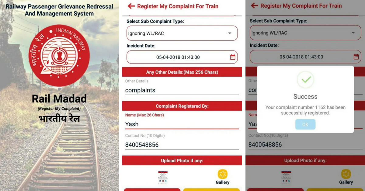 Got a complaint? The Rail Madad app will help you out! Image Credit: Rail Madad App