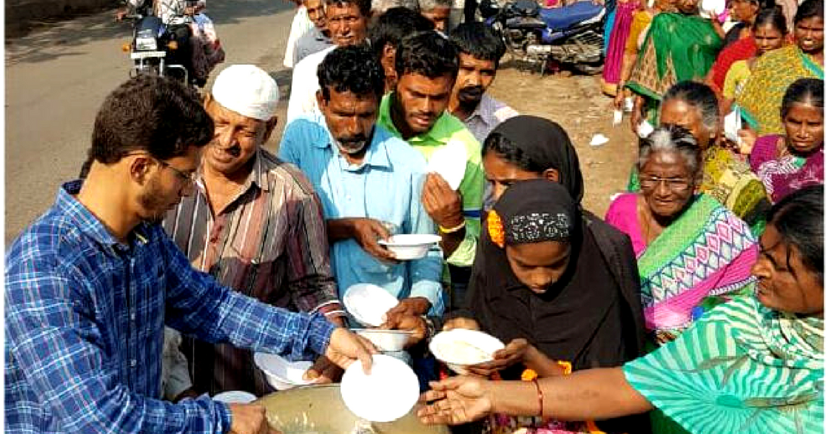 Hyderabad's Sujathullah without fail, turns up every day to tend to the hungry who are very happy to see him.