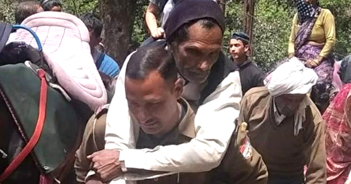 Uttarakhand Cop Carries Heart Attack-Stricken Pilgrim Uphill For 2 Km on Back!