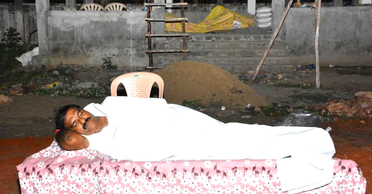 The Andhra MLA ate, bathed and slept in the crematorium for 2 nights, to dispel myths.Image Credit: Babu