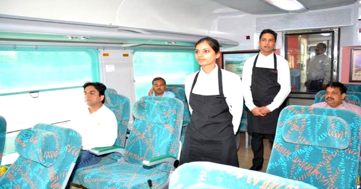 The Gatimaan Express has staff ob-board to serve food, like an airline. Image Credit:  Gatiman Express