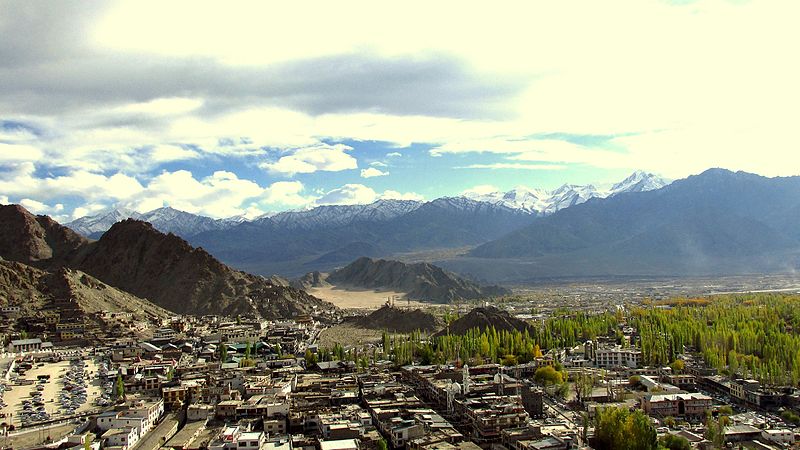 View of Leh town. The exponential rise in the number of hotels and guest houses does not augur well for the future. (Source: Wikimedia Commons)