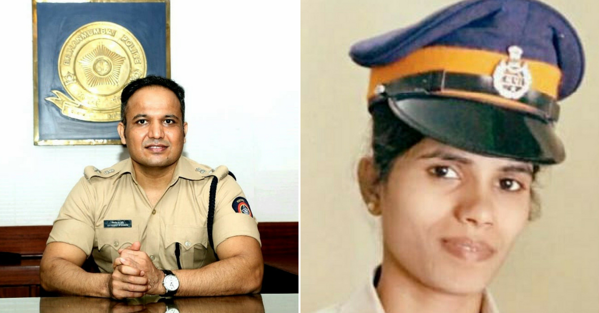 Mumbai Police's DCP Lande, and PSI Mulla helped the accident victims. Image Courtesy (Left) DCP Lande. Image Courtesy (Right) Mid-Day