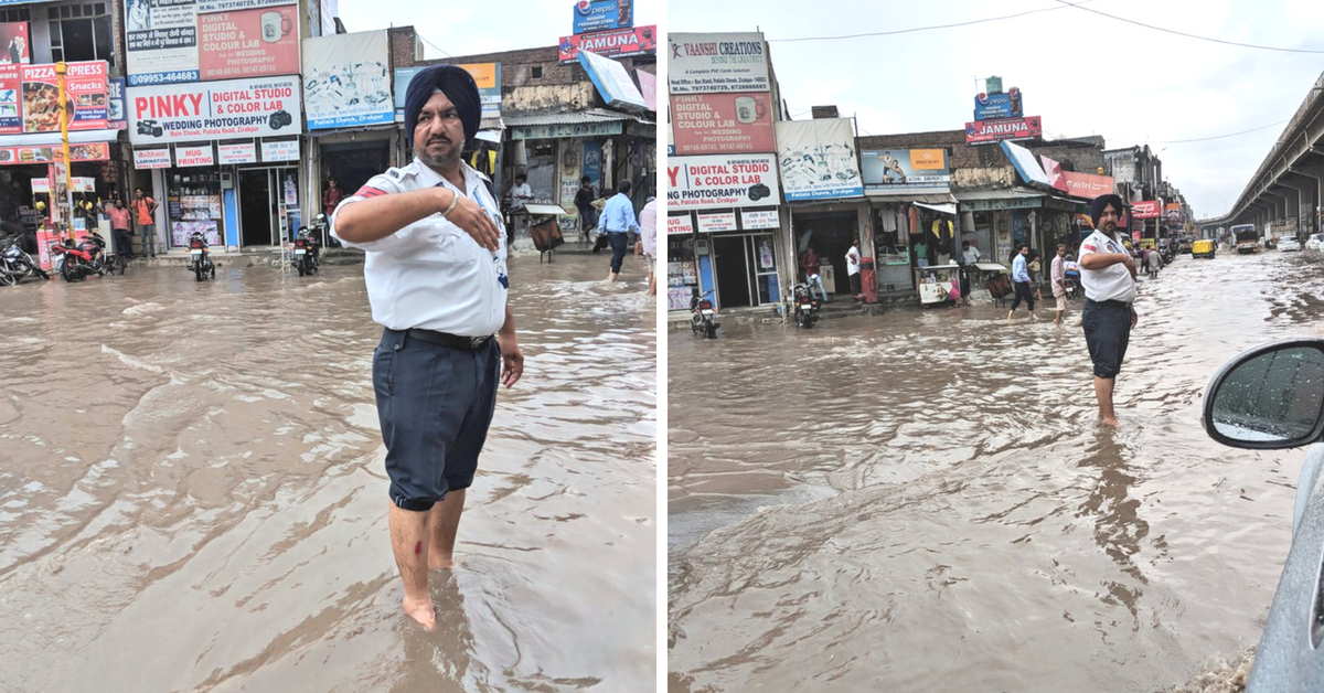 Knee-Deep Waters Doesn’t Keep Punjab Cops From Doing Their Duty, Win Acclaim From CM