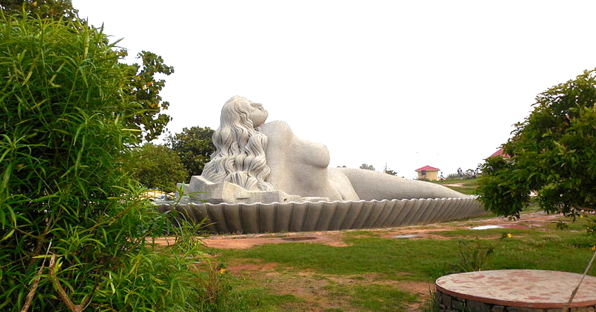 The giant mermaid statue at the Shangumugham beach, Kerala, India. Image Credit: Aravind Sivaraj
