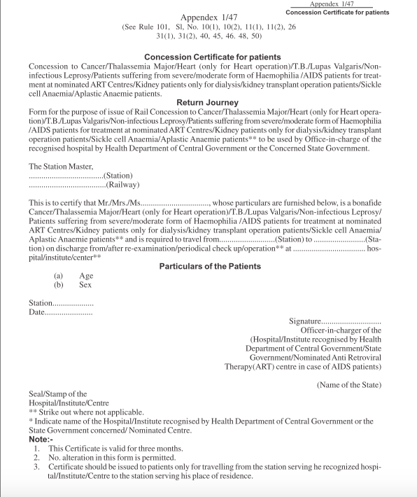 Certificate for patients