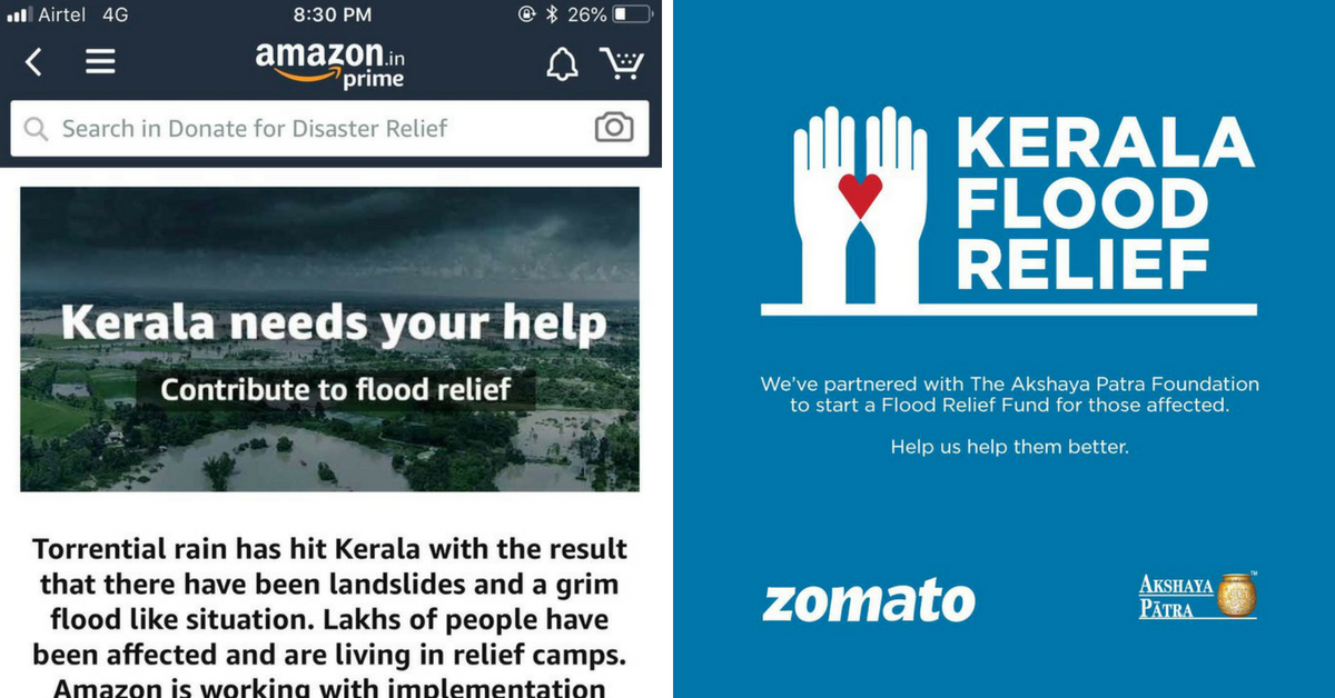 Corporates in India came together to help those struck by the Kerala floods. Image Credit: MemeSubordinates and Deepinder Goyal