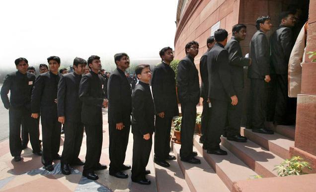 IAS trainee officers line up before Parliament. (Source: Facebook/Ambikesh Gupta)