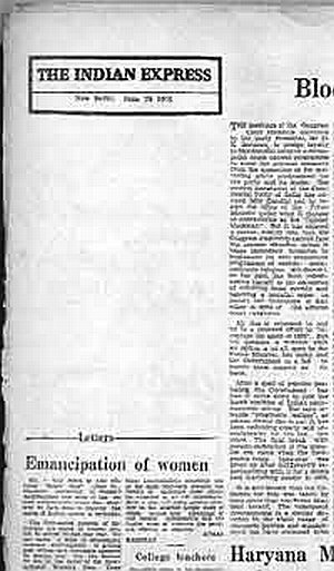 Photo grab of the blank editorial left behind by The Indian Express.
