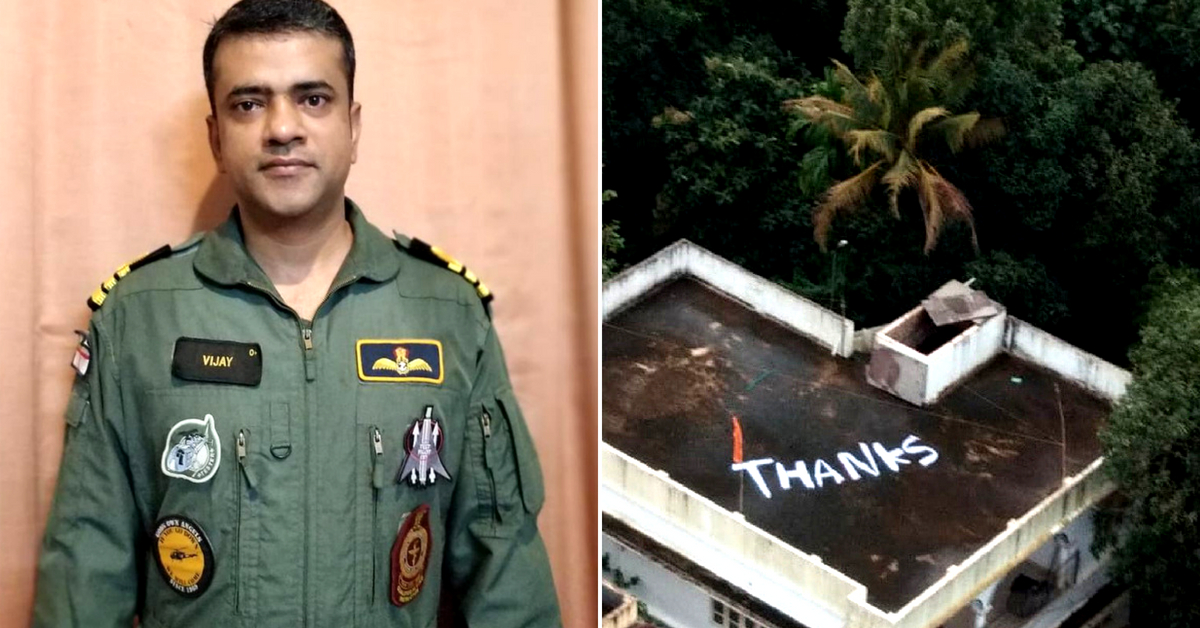 Saved thanks to the timely evacuation by Naval Commander Vijay Varma, the woman left a 'Thank You' note on her terrace. Image Credit: Barkha Dutt