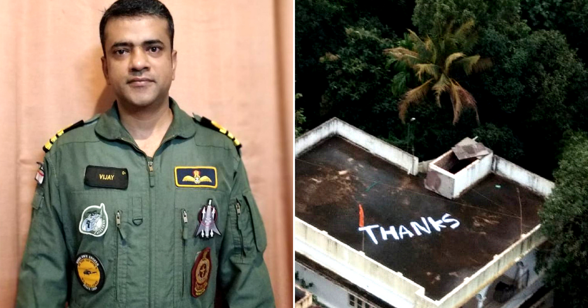 Navy Pilot Airlifts Pregnant Woman, Gets Giant ‘Thanks’ From Kerala Rooftop!