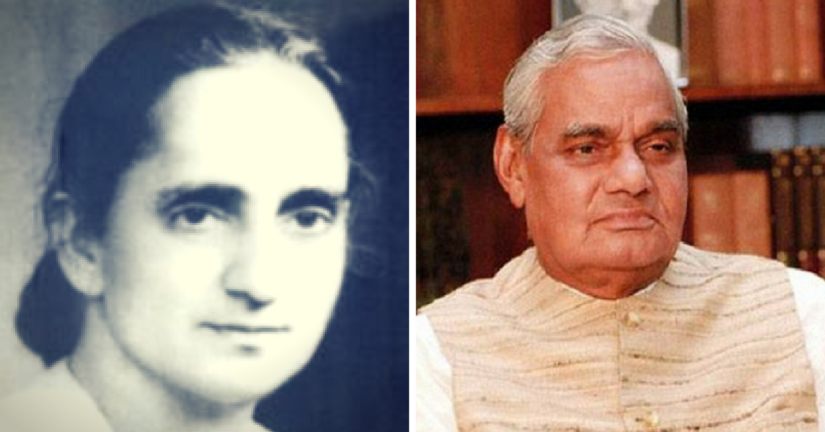 Subhadra Joshi (Left) and Atal Bihari Vajpayee (Right) (Source: Veethi/Twitter)