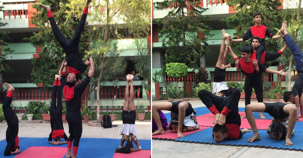 The Delhi-based group of visually challenged children performs stunning acrobatic yoga. Image Credit; Yoga Artists